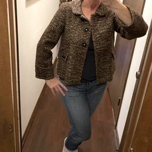 BANANA REPUBLIC blazer jacket. Tweedy brown color. Short swing style. US size 6.